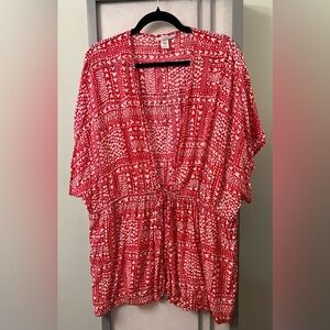 Victoria's Secret One size OS Red White Hearts Print Kimono Robe Drawstring